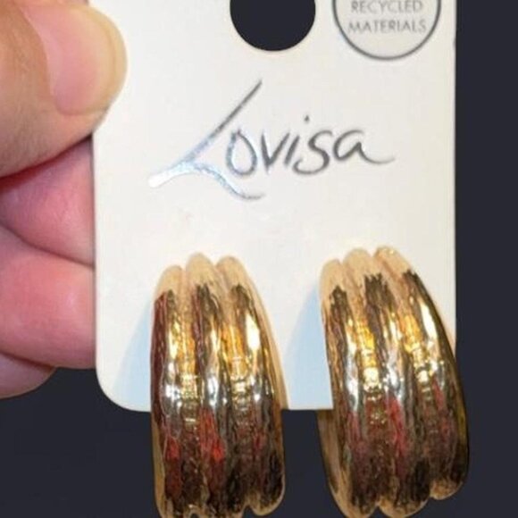 Lovisa Gold Plated Ridged Hoop Earrings. NEW! NEVER USED! - Picture 2 of 3